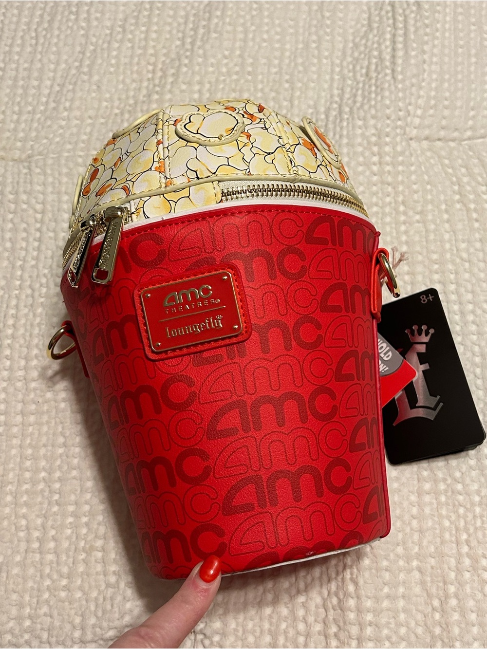 Loungefly Red and Cream AMC Logo Crossbody Mini Backpack